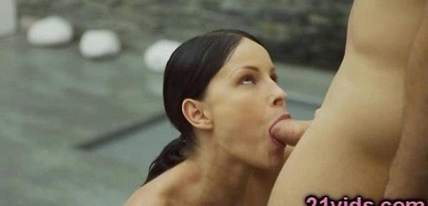  Busty sweet brunette bathroom fuck